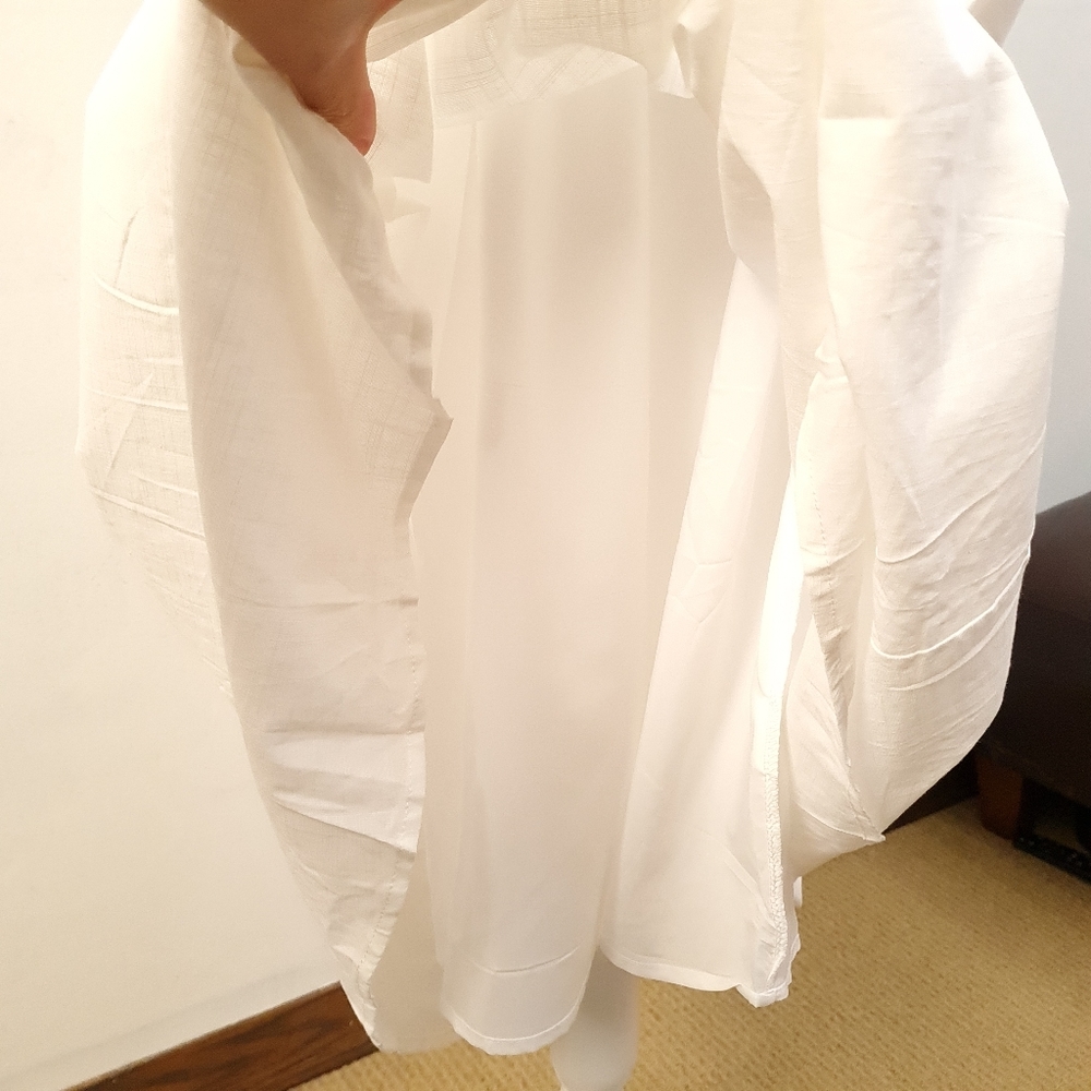 One Shoulder Smocked Cutout Waist Sundress Flowy A-Line Dress White Women Size S - Picture 14 of 17